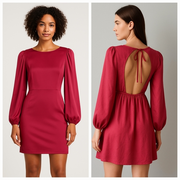 BNWT Vero Moda US M Pink Fushia Long Sleeve Backless Party Mini Dress Coktail - Picture 1 of 16